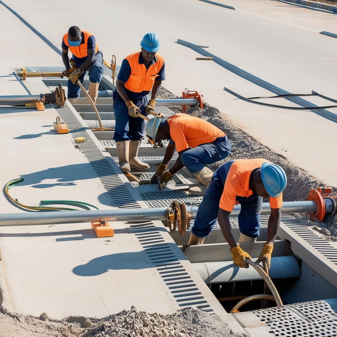 African construction of road Drainage works (3)