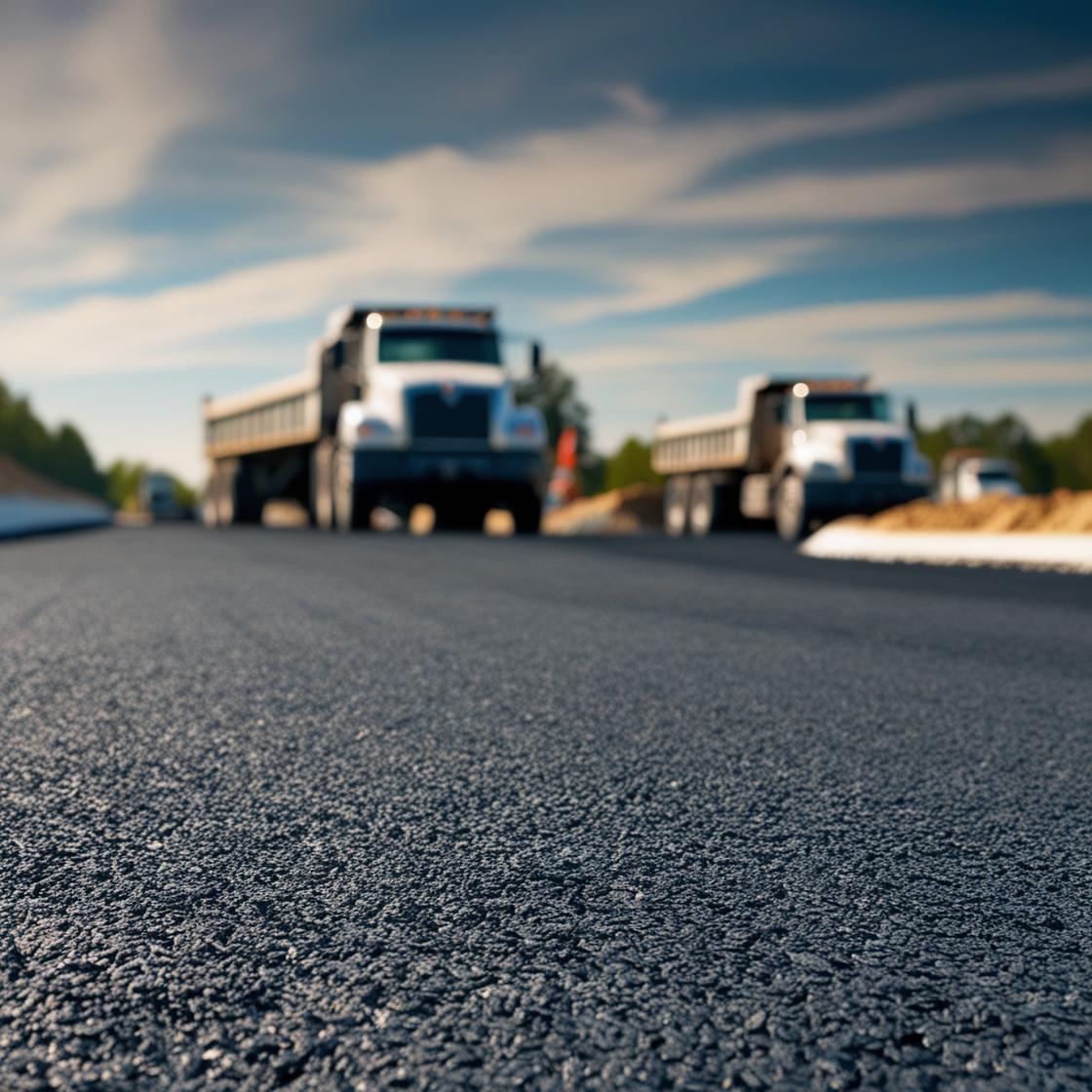 construction of Rural and Urban Road Development show construction trucks in the background (1)