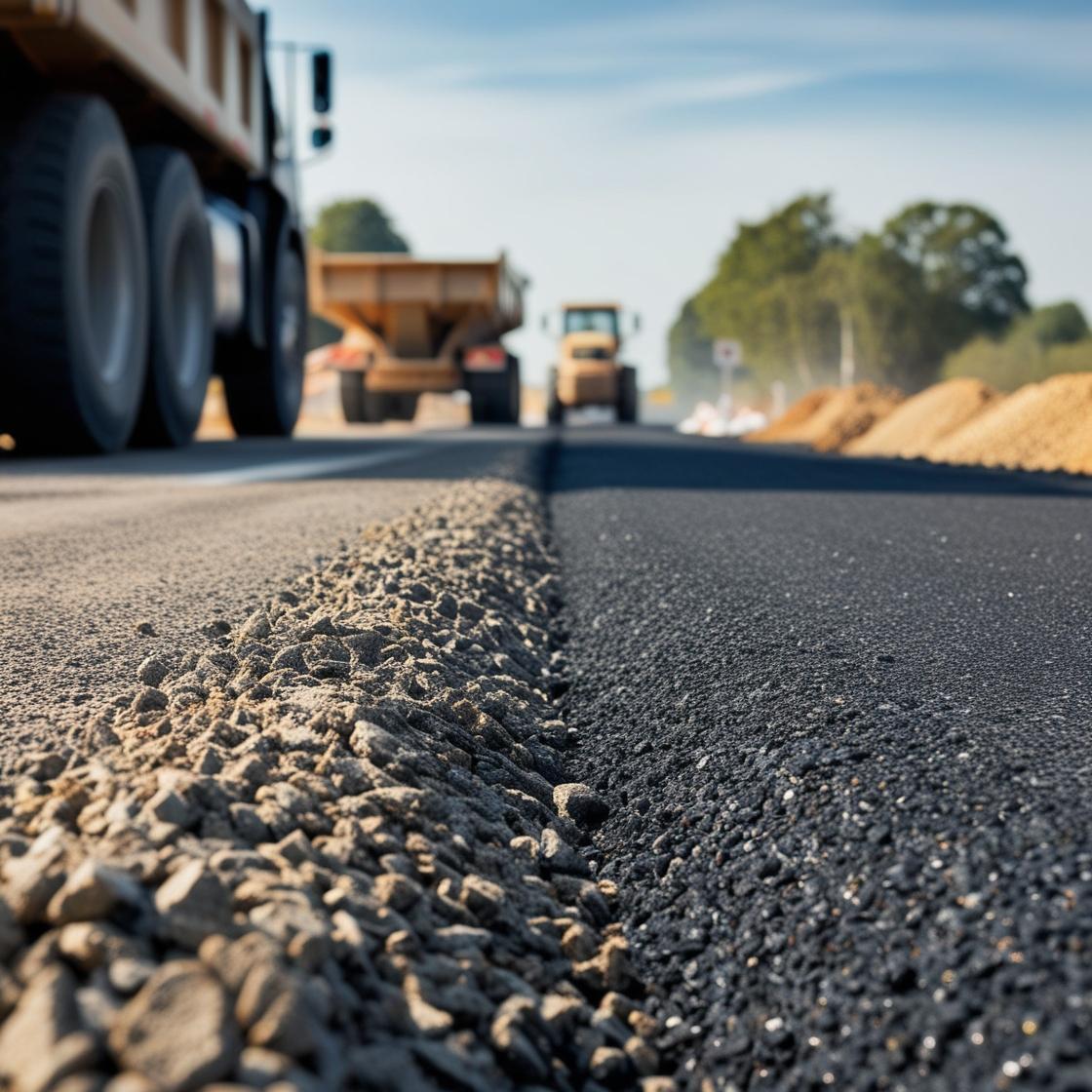 construction of Rural and Urban Road Development show construction trucks in the background (3)